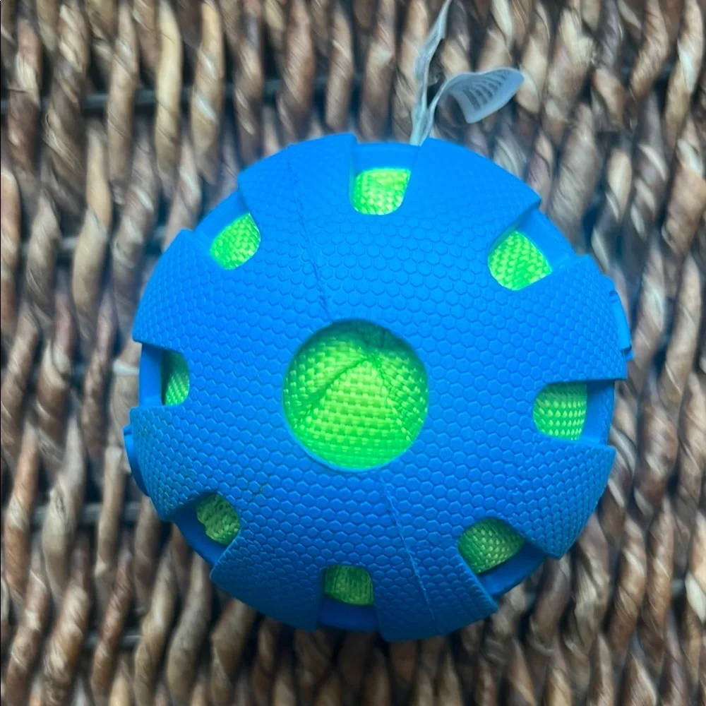 Nerf Dog Blue and Neon Green Crinkle Ball